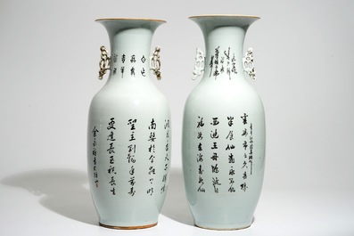 Two Chinese famille rose vases with immortals, 19/20th C.