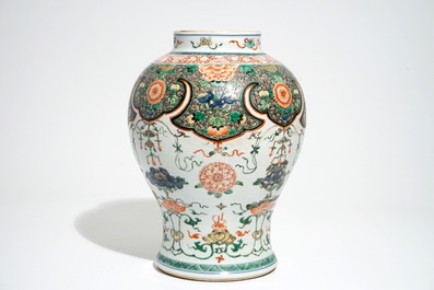 A Chinese famille verte baluster vase, Kangxi