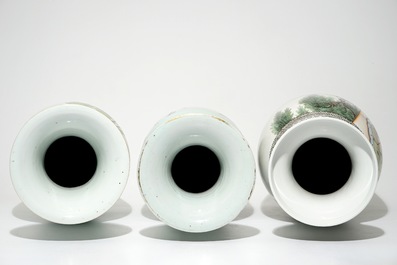 Five various Chinese famille rose vases, 19/20th C.