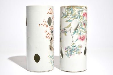 Deux porte-chapeaux en porcelaine de Chine qianjiang cai, 19/20&egrave;me