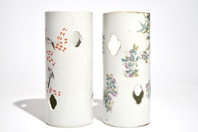 Deux porte-chapeaux en porcelaine de Chine qianjiang cai, 19/20&egrave;me