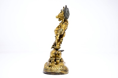 A Tibetan gilt bronze figure of Yama Dharmaraja, 18th C.