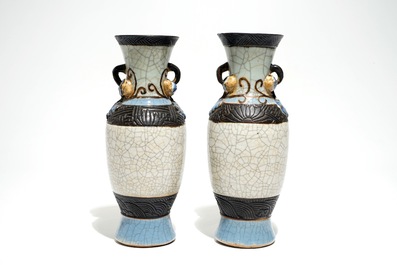 A pair of Chinese Nanking crackle-glazed vases, 19th C.