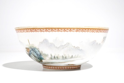 A Chinese eggshell bowl with landscape design, Zuo Guojun, dated 1961