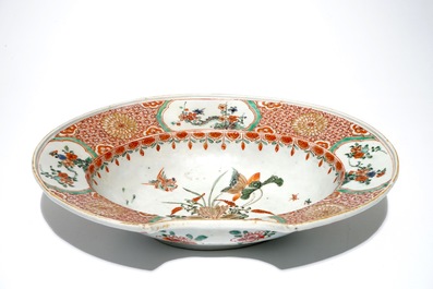 A Chinese famille verte shaving bowl, Kangxi