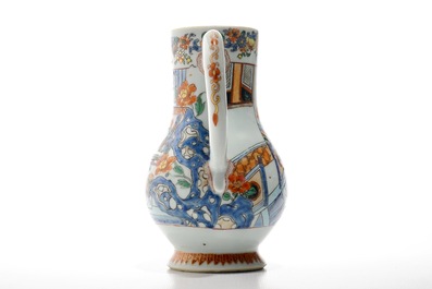 A Chinese verte-Imari jug with fine figural design, Yongzheng