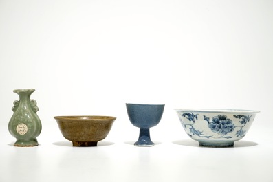 A group of Chinese monochrome and blue and white porcelain, Song and later