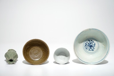 A group of Chinese monochrome and blue and white porcelain, Song and later