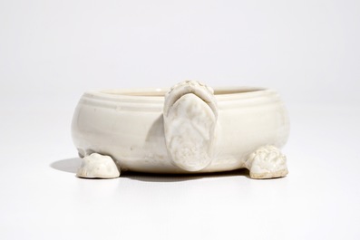 A Chinese cream-glazed porcelain turtle shaped ink stone, Yuan/Song or later