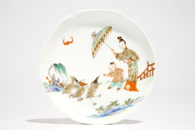 A Chinese Pronk style cup and saucer, Qianlong, ca. 1740