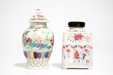 Two Chinese famille rose tea caddies, Yongzheng/Qianlong