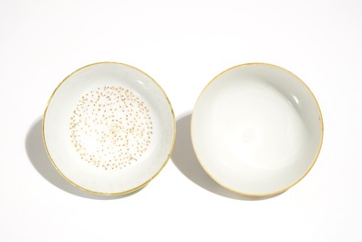 Two Chinese famille rose cups and saucers, Qianlong and 19th C.