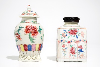 Two Chinese famille rose tea caddies, Yongzheng/Qianlong