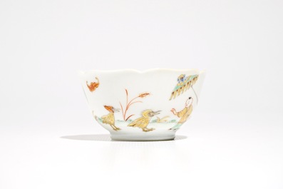 A Chinese Pronk style cup and saucer, Qianlong, ca. 1740