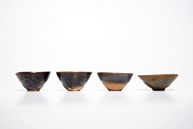 Four various Chinese Jian temmoku type bowls, prob. Song