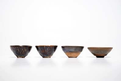 Four various Chinese Jian temmoku type bowls, prob. Song