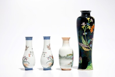 Four Chinese polychrome vases, Republic, 20th C.