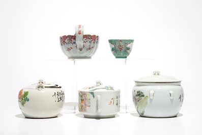 Various Chinese qianjiang cai and famille rose wares, 18/20th C.