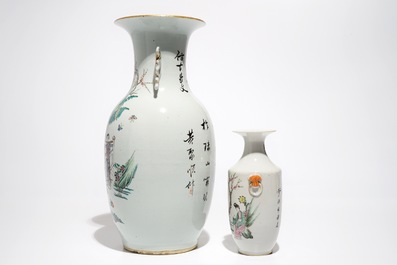 Een gevarieerd lot Chinees famille rose en qianjiang cai porselein, 18/20e eeuw