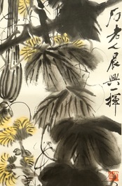 Qi Baishi (1864-1957), Long melons and their vines, ink and colour on paper