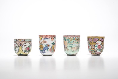Twelve Chinese famille rose cups, Yongzheng/Qianlong