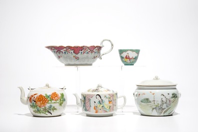 Un lot vari&eacute; en porcelaine de Chine famille rose et qianjiang cai, 18/20&egrave;me