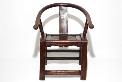 Four Chinese wood yoke-back chairs, 19/20th C.