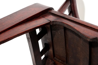 Four Chinese wood yoke-back chairs, 19/20th C.