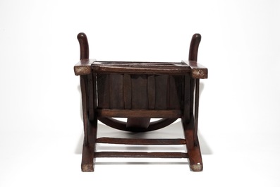 Four Chinese wood yoke-back chairs, 19/20th C.