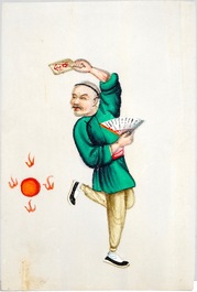 Une bo&icirc;te de petits tableaux sur papier de rize, Chine, Canton, 19&egrave;me