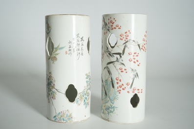 Deux porte-chapeaux en porcelaine de Chine qianjiang cai, 19/20&egrave;me