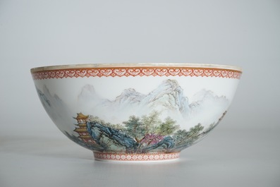 A Chinese eggshell bowl with landscape design, Zuo Guojun, dated 1961