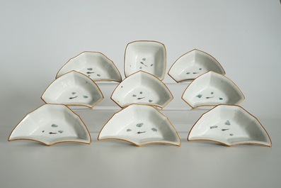 A Chinese qianjiang cai sweetmeat or rice table set with figural design, 19th C.