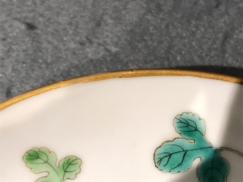 A pair of Chinese famille rose saucer plates with balsam pear design, Guangxu mark, 19/20th C.