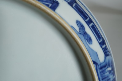 A Chinese blue and white &ldquo;Three Friends of Winter&rdquo; dish, Qianlong mark and period