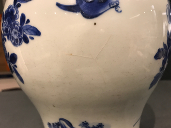 A Chinese blue and white yenyen vase with birds in a landscape, Kangxi