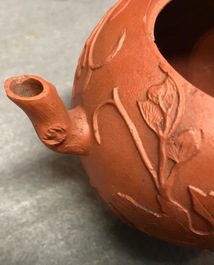 A Chinese Yixing teapot with applied squirrels and vines, Kangxi