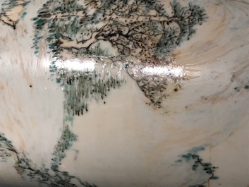 Een grote Chinese ronde qianjiang cai penselenbeker, 19/20e eeuw
