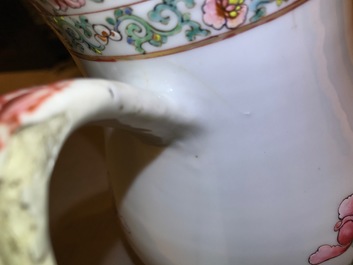 A large Chinese famille rose armorial jug with floral design, Yongzheng