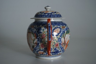 A large Chinese famille rose mandarin teapot, Qianlong