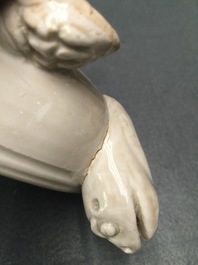 A Chinese cream-glazed porcelain turtle shaped ink stone, Yuan/Song or later