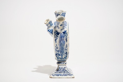 A Dutch Delft blue and white heart-shaped tulip vase, 1st half 18th C.