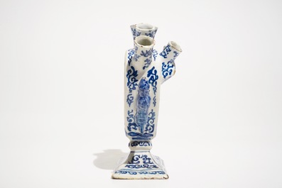A Dutch Delft blue and white heart-shaped tulip vase, 1st half 18th C.