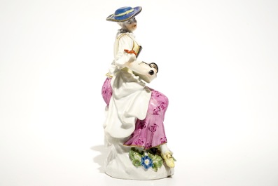 A Meissen porcelain Commedia del'Arte figure of Colombine playing a hurdy-gurdy, Germany, 18th C.