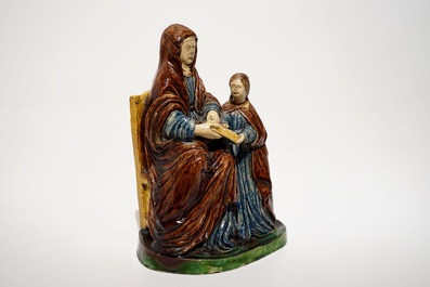 A French Palissy style group of a mother with child, 17th C.
