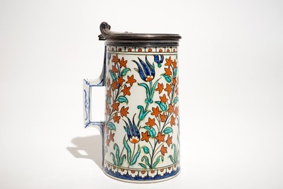 An Iznik-style silver-mounted jug, Samson workshop, Paris, France, 19th C.