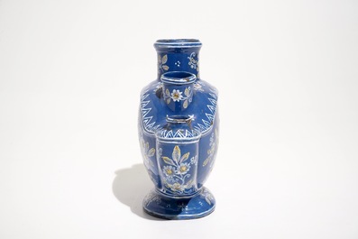 A French faience &quot;bleu persan&quot; ground flower vase, Nevers, 17/18th C.