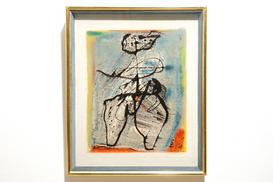 Van Hecke, Willem (Belgium, 1893-1976), Abstract figure, oil on paper, dated 1970