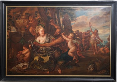 French school, 19th C., Pan and Syrinx, oil on canvas