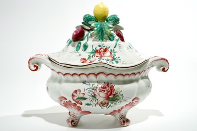 A French faience de l'Est tureen and cover on stand, 19th C.